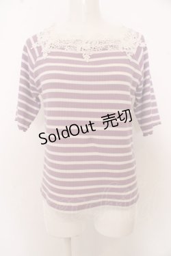 画像1: axes femme / モチーフレース使いボーダートップス O-23-09-28-073-AX-TO-OA-ZI