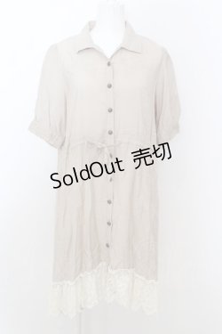 画像1: 【SALE】axes femme / 刺繍イレヘムシャツチュニック M グレージュ O-23-10-21-004-AX-OP-YM-ZT148