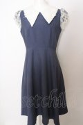 Maison de FLEUR Petite Robe / 水辺に座るワンピース M ネイビー O-23-10-26-153-LO-OP-YM-ZY