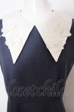 画像2: Maison de FLEUR Petite Robe / 水辺に座るワンピース M ネイビー O-23-10-26-153-LO-OP-YM-ZT103 (2)