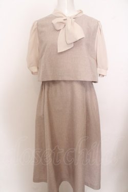 画像1: Maison de FLEUR Petite Robe / きみと約束ツイード風ワンピース M ベージュ O-23-10-26-157-LO-OP-YM-ZY