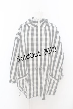 画像1: 【SALE】Jane Marple Dans Le Saｌon / Memorial Checkフーデッドジャケット M シロ×クロ O-23-10-31-1011-JM-JA-IG-ZT469