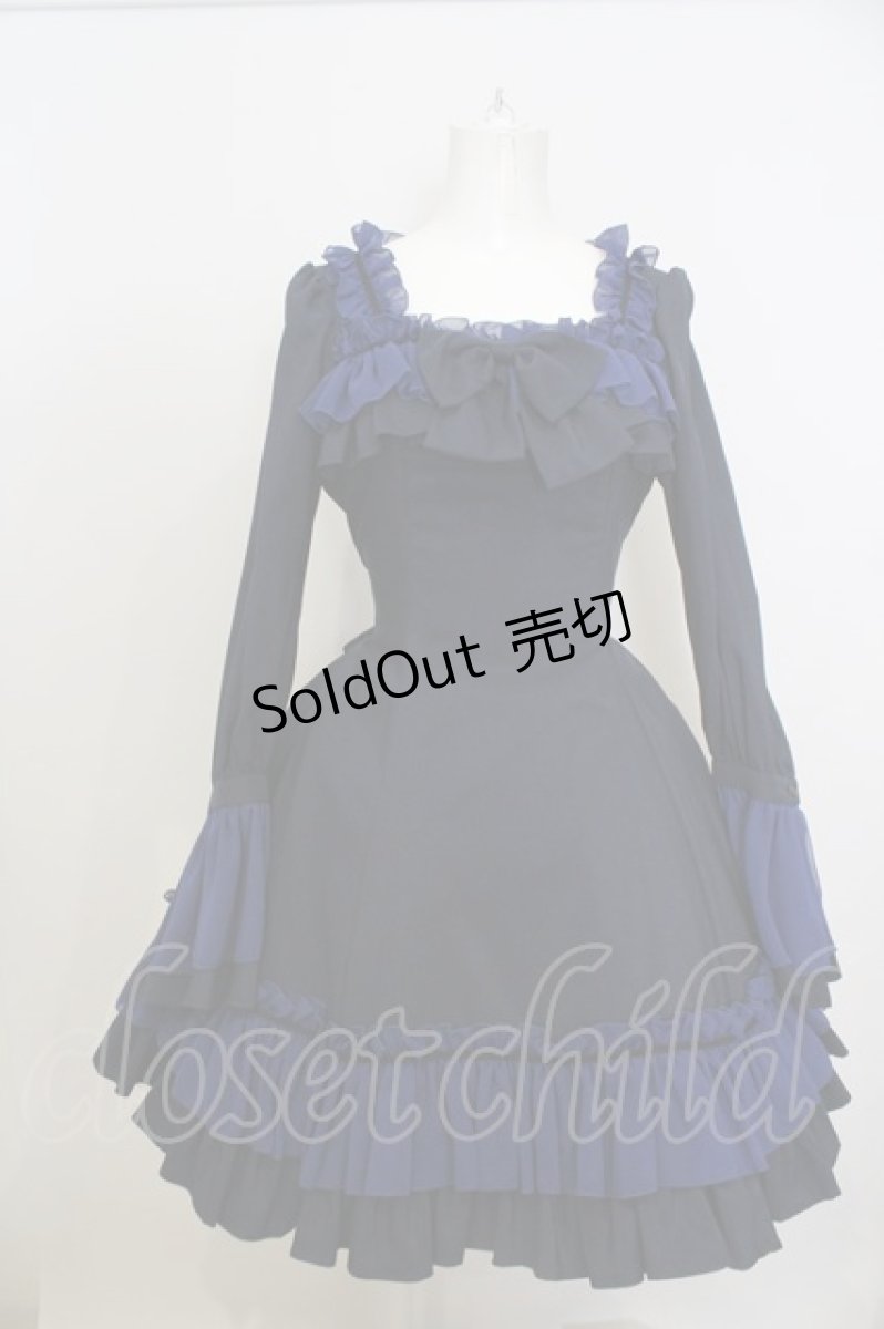 画像1: LAPIN AGILL / フローリクフリルワンピース  ブルー×ネイビー O-23-10-31-1129-EL-OP-IG-OS (1)