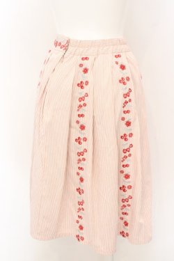 画像3: Fi.n.t / フルーツ刺繍ストライプスカート  ピンク系 O-23-10-31-032-CA-SK-IG-ZT178