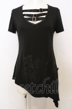 画像1: Qutie Frash / 胸ベルテッドTシャツ  ブラック O-23-11-11-045-QU-TO-IG-OS