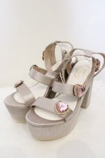 画像1: 【SALE】Rose Marie seoir / Triple Heart Sandal L グレーベージュ（ピンクビジュー） O-23-11-17-093-EL-SH-IG-ZT346 (1)