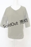axes femme / レースシフォンスリーブトップス  グリーン O-23-11-18-104-AX-TO-IG-ZT311
