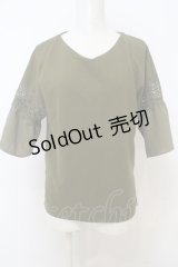 axes femme / レースシフォンスリーブトップス  グリーン O-23-11-18-104-AX-TO-IG-ZT311