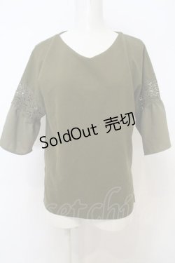 画像1: axes femme / レースシフォンスリーブトップス  グリーン O-23-11-18-104-AX-TO-IG-ZT311