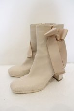 画像1: 【SALE】Maison de FLEUR / リボンショートブーツ L ライトベージュ O-23-11-19-105-LO-OP-OW-ZT346 (1)