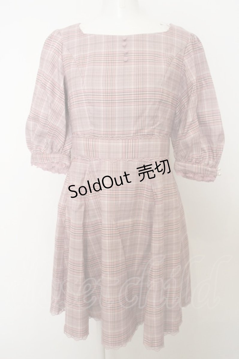 画像1: 【SALE】LODISPOTTO / チェック柄5部袖ワンピース  ピンク O-23-11-26-103-LO-OP-IG-ZT320 (1)