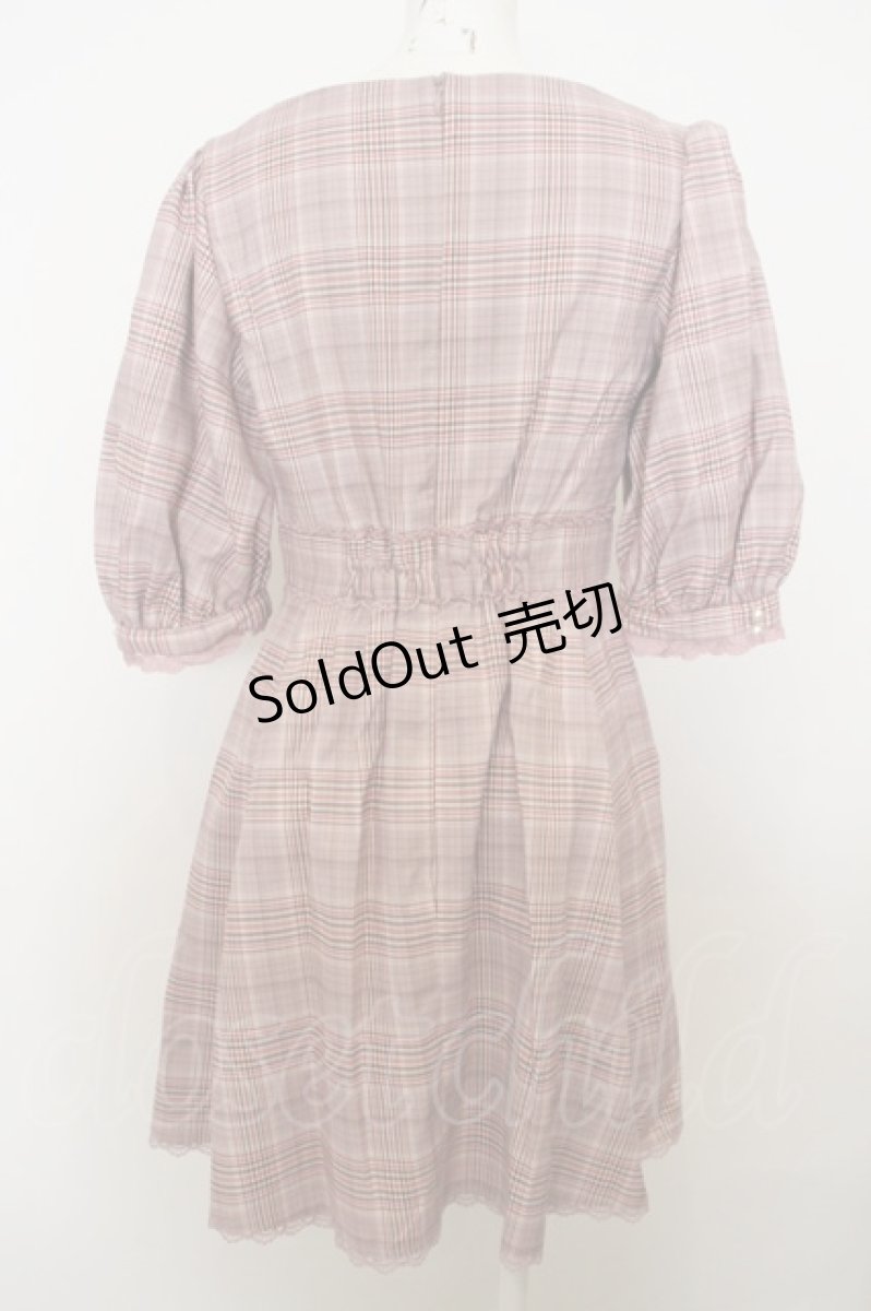 画像2: 【SALE】LODISPOTTO / チェック柄5部袖ワンピース  ピンク O-23-11-26-103-LO-OP-IG-ZT320 (2)