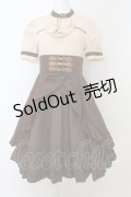 【SALE】Favorite / ブラウスドッキング×贅沢レイヤードスカートのスチームパンク風ワンピース 半袖  ブラウン×アイボリー O-23-11-30-1066-LO-OP-IG-ZT341