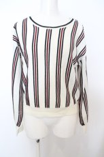 画像1: 【SALE】Secret Honey / ストライプニットソー  アイボリーｘワイン O-23-11-30-1014-CA-TO-YM-ZT341 (1)