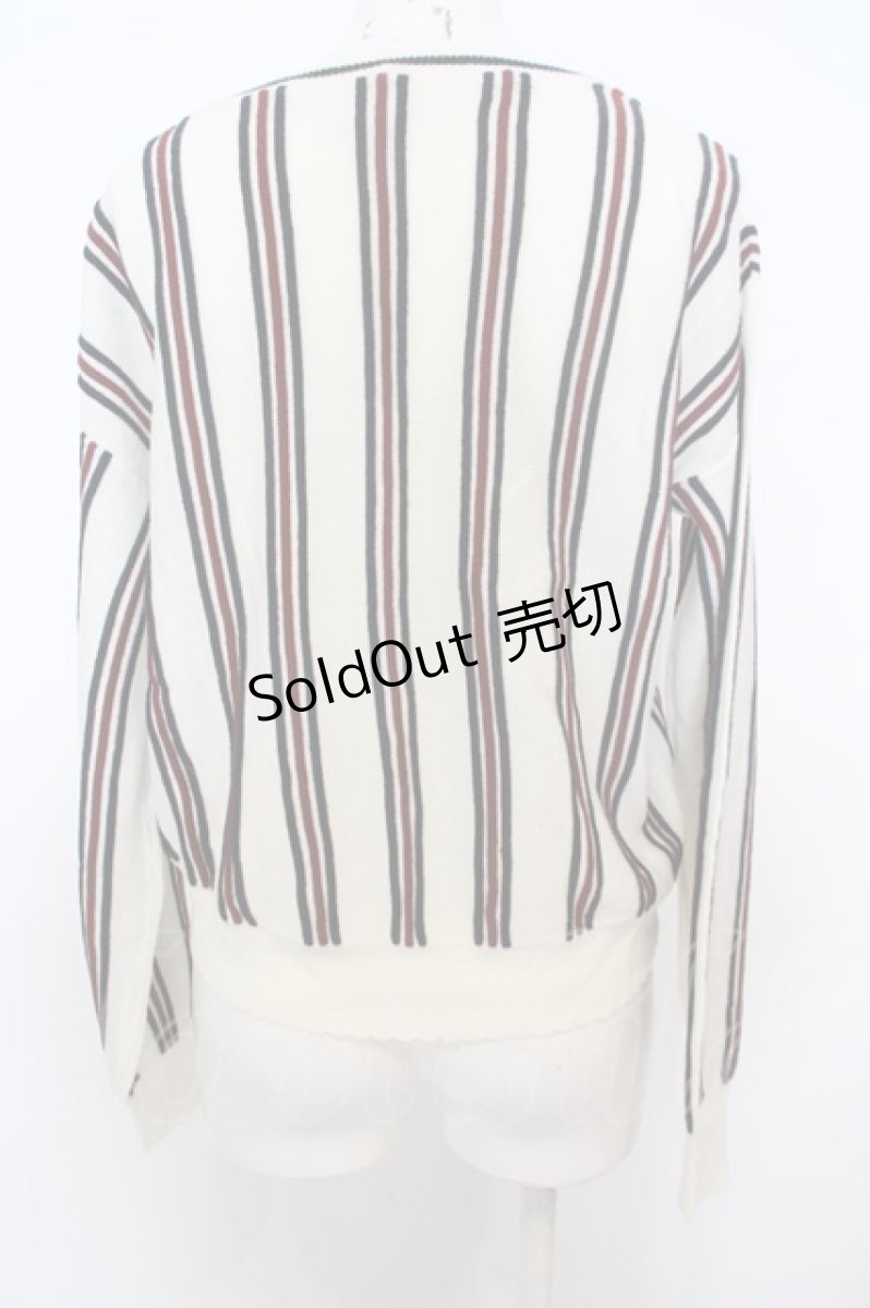 画像2: 【SALE】Secret Honey / ストライプニットソー  アイボリーｘワイン O-23-11-30-1014-CA-TO-YM-ZT341 (2)