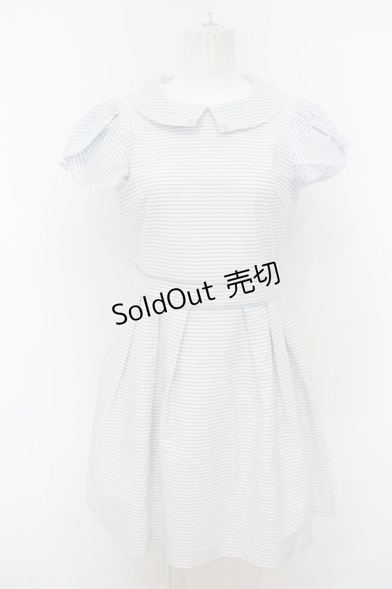 画像1: 【SALE】LODISPOTTO / サッカーボーダーワンピース  サックス×シロ O-23-12-06-048-LO-OP-IG-ZT343 (1)