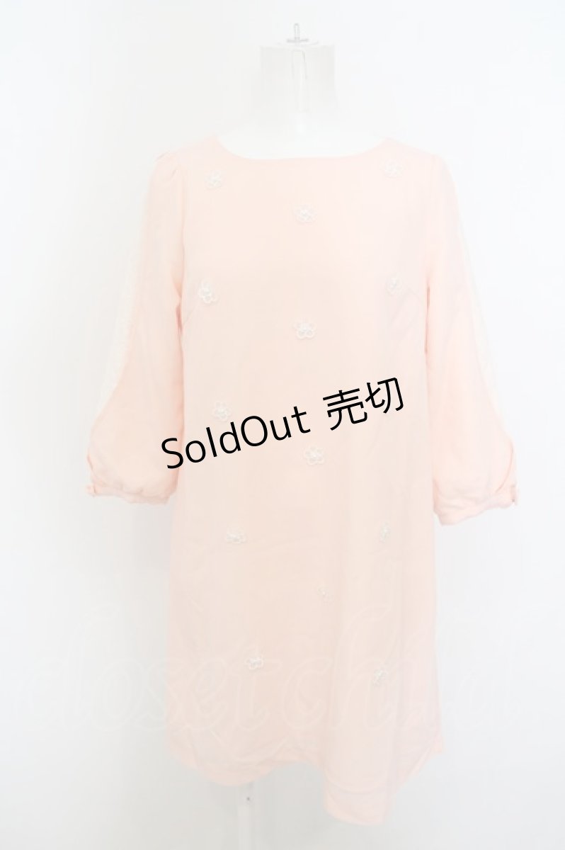 画像1: 【SALE】LODISPOTTO / レーススリーブフラワーワンピース  ピンク O-23-12-06-021-LO-OP-IG-ZT343 (1)