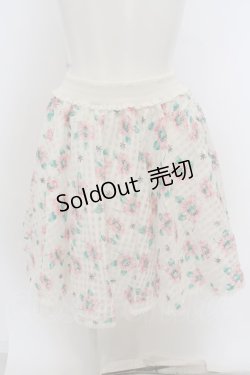 画像1: 【SALE】Secret Honey / フラワーギンガムオーガンジースカート  シロ O-23-12-07-126-CA-SK-OW-ZT344