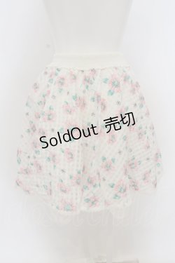 画像2: 【SALE】Secret Honey / フラワーギンガムオーガンジースカート  シロ O-23-12-07-126-CA-SK-OW-ZT344