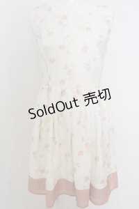 LODISPOTTO / 花柄レースアップジャンパースカート M シロ×サーモンピンク O-23-12-07-133-LO-SK-OW-ZT343