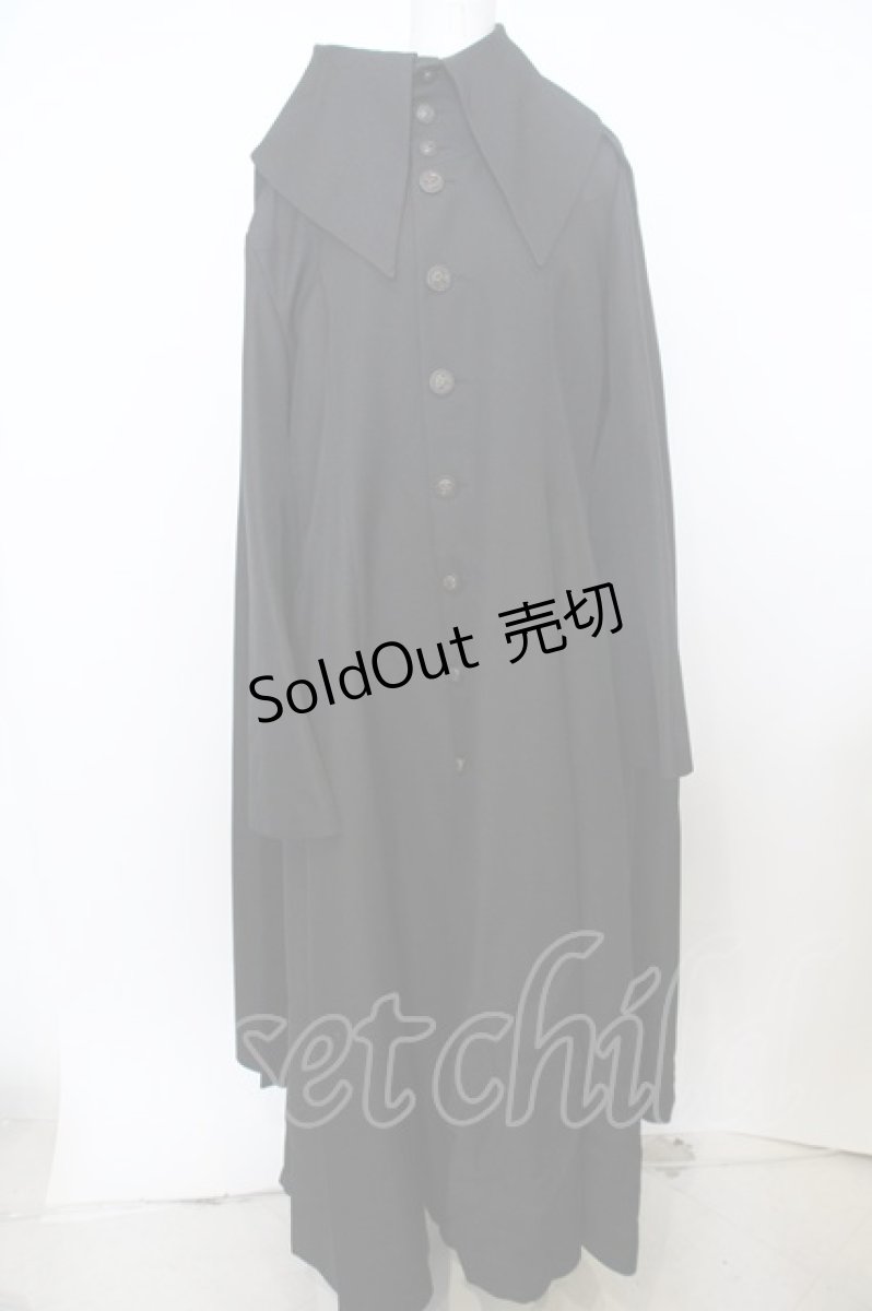 画像1: ATELIER BOZ / マント付きロングジャケット  ブラック O-23-12-15-056-EL-CO-IG-OS (1)