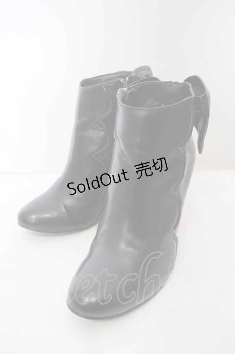 画像1: 【SALE】MILK / スカラップリボンブーツ S クロ×ピンク O-23-12-21-040-ML-SH-IG-ZT346 (1)