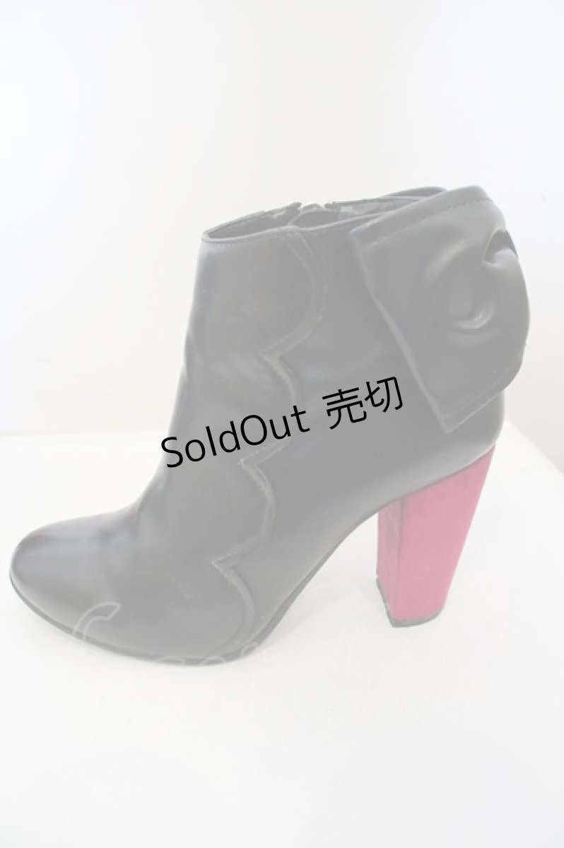 画像2: 【SALE】MILK / スカラップリボンブーツ S クロ×ピンク O-23-12-21-040-ML-SH-IG-ZT346 (2)