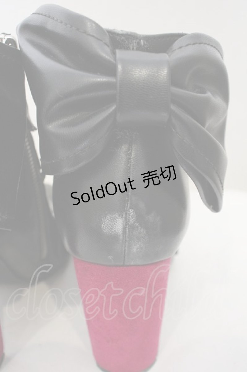画像3: 【SALE】MILK / スカラップリボンブーツ S クロ×ピンク O-23-12-21-040-ML-SH-IG-ZT346 (3)
