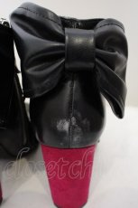 画像3: 【SALE】MILK / スカラップリボンブーツ S クロ×ピンク O-23-12-21-040-ML-SH-IG-ZT346 (3)