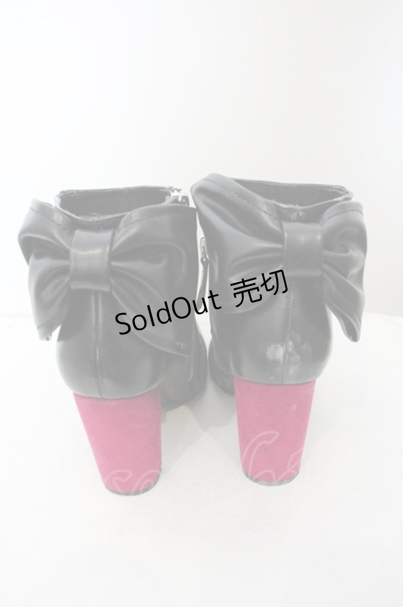 画像4: 【SALE】MILK / スカラップリボンブーツ S クロ×ピンク O-23-12-21-040-ML-SH-IG-ZT346 (4)
