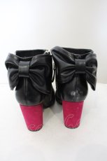 画像4: 【SALE】MILK / スカラップリボンブーツ S クロ×ピンク O-23-12-21-040-ML-SH-IG-ZT346 (4)