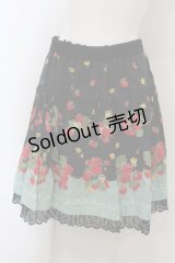 Jane Marple /ボーダーストロベリーのミニスカート - クロ O-23-12-28-059-JM-SK-OW-ZT369