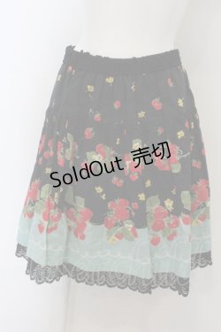 画像1: Jane Marple /ボーダーストロベリーのミニスカート - クロ O-23-12-28-059-JM-SK-OW-ZT369
