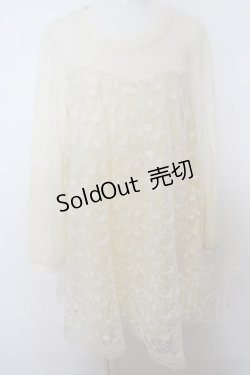 画像1: 【SALE】axes femme / オーガンジー刺繍ニットワンピース  アイボリー O-23-12-28-112-AX-OP-IG-ZT369