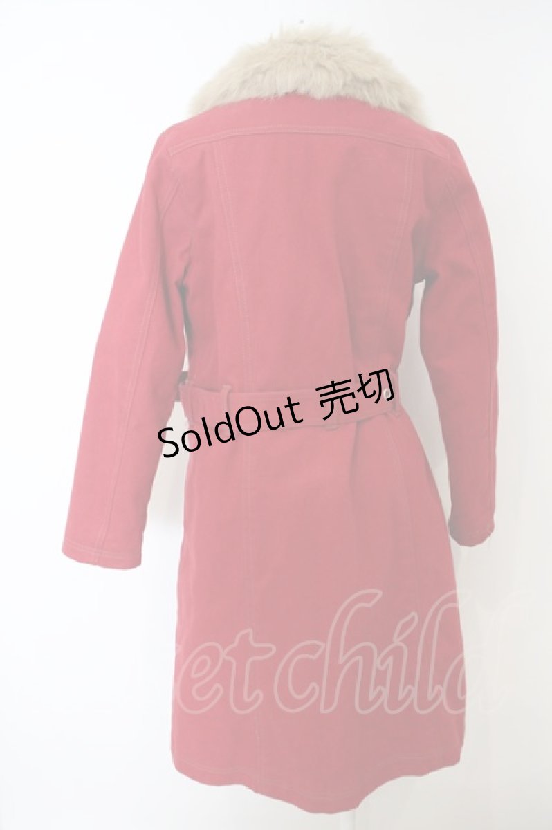 画像2: 【SALE】ALGONQUINS / ファーカラーロングデニムコート  レッド O-23-12-29-084-AL-CO-OW-ZTC056 (2)