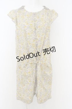 画像1: Jane Marple /小花柄オールインワン - イエロー O-23-12-29-009-JM-OP-IG-ZT378