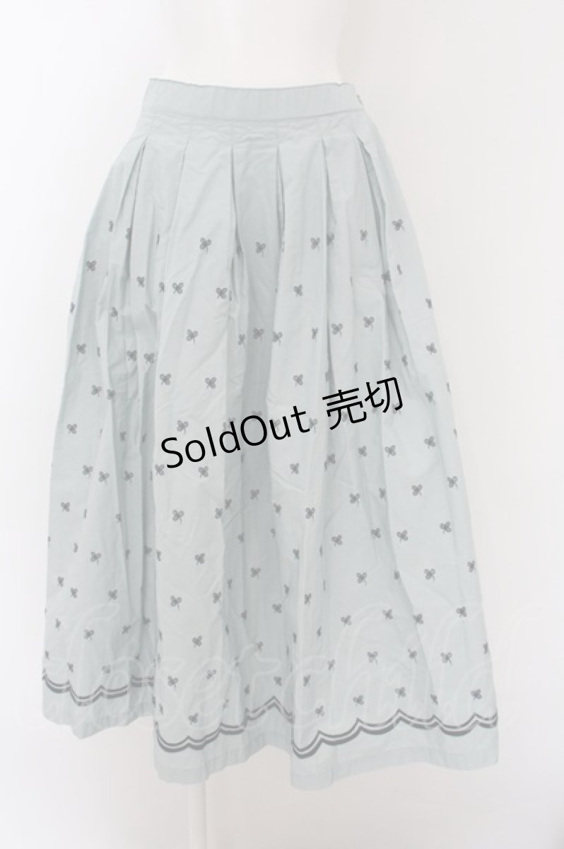 画像1: 【SALE】Jane Marple Dans Le Saｌon /Clover embroidery キャトルタックスカート M サックス O-23-12-29-015-JM-SK-IG-ZT378 (1)