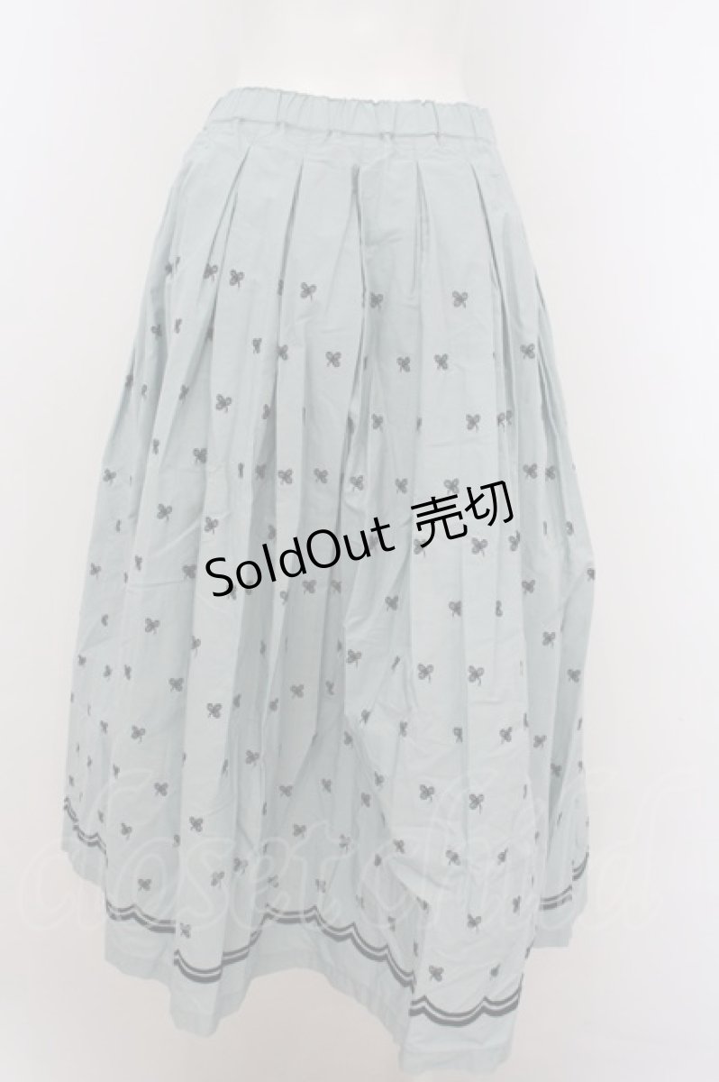 画像2: 【SALE】Jane Marple Dans Le Saｌon /Clover embroidery キャトルタックスカート M サックス O-23-12-29-015-JM-SK-IG-ZT378 (2)