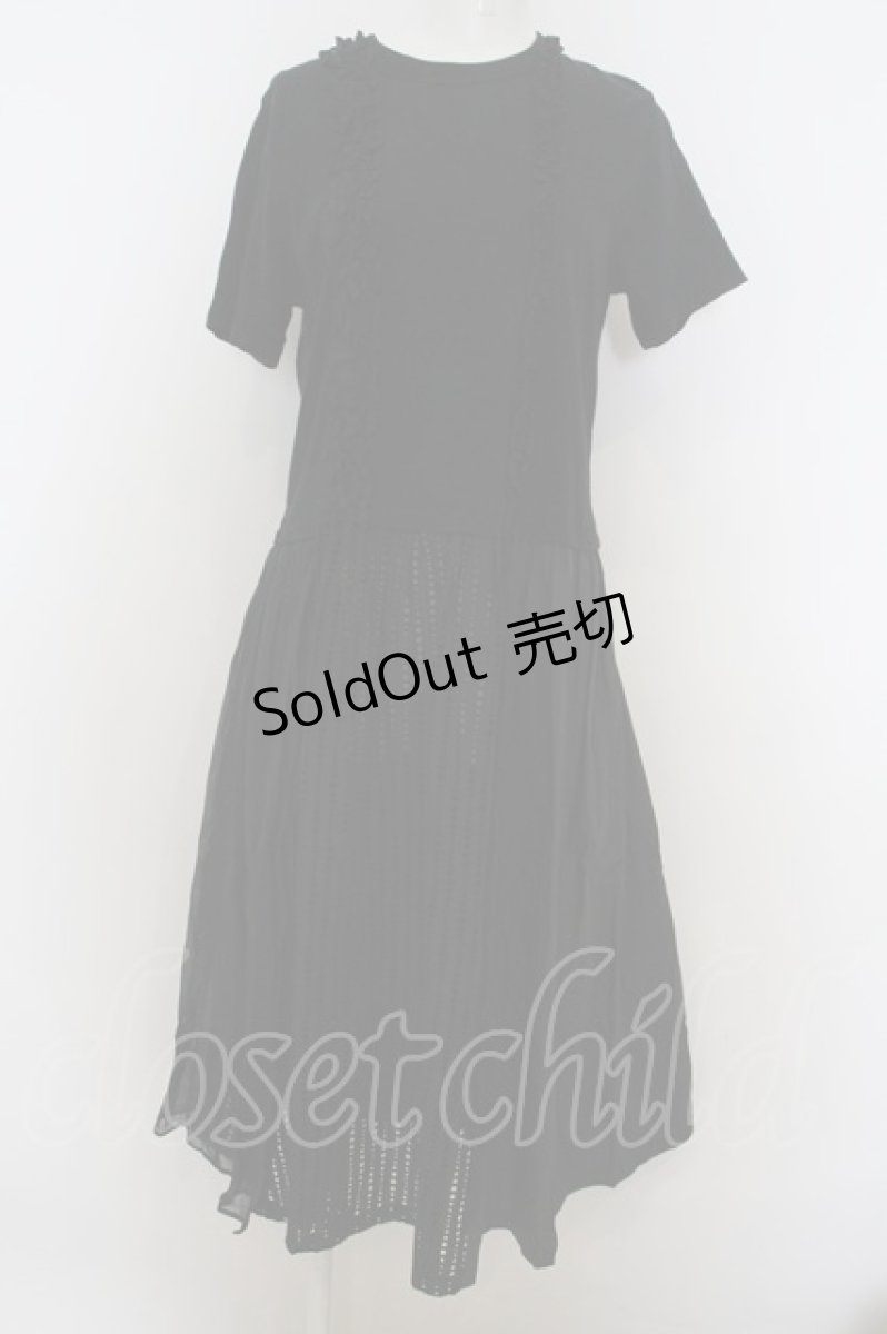 画像1: 【SALE】Jane Marple /コンパクト天竺とマテリアルMIXのドレス M クロ O-23-12-29-020-JM-OP-IG-ZT377 (1)