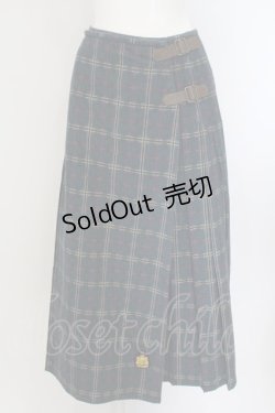 画像1: PINK HOUSE / チェック柄デニムキルトスカート  ブルー×グリーン O-24-01-14-001-LO-SK-IG-ZT257