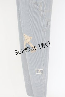 画像3: PINK HOUSE / ベア刺繍ストライプオーバーオール  インディゴ×ホワイト O-24-01-14-102-LO-OP-IG-ZI