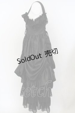 画像4: ATELIER PIERROT / ロングバッスルジャンパースカート  ブラック×ブラック O-24-01-16-030-EL-OP-IG-OS