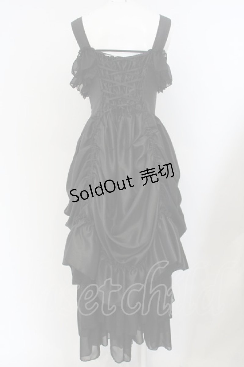 画像6: ATELIER PIERROT / ロングバッスルジャンパースカート  ブラック×ブラック O-24-01-16-030-EL-OP-IG-OS (6)
