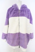 NieR Clothing / BICOLORふわもこZIP OUTER F パープルｘホワイト O-24-01-25-122-PU-JA-YM-OS-H