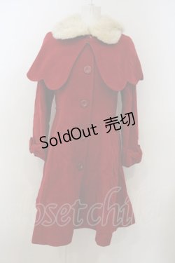 画像1: Leur Getter / ファーカラーとケープ付きのコート M 赤 O-24-01-27-067-LU-CO-SZ-OS