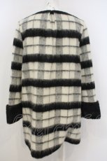 画像2: 【SALE】Swankiss / チェックシャギーノーカラーコート  シロ×クロ O-24-01-27-032-CA-CO-IG-ZTC015 (2)