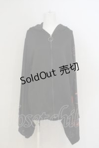 NieR Clothing / 着物袖パーカー  ブラック×レッド O-24-02-07-007-PU-TO-OW-ZY