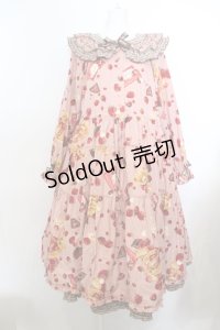 PINK HOUSE / strawberry choco bearプリントミディワンピース  ピンク×ブラウン O-24-02-12-082-LO-OP-IG-OS