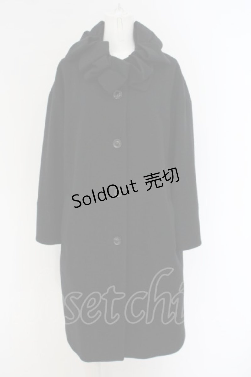 画像1: Jane Marple / Drape ribbon collar cocoon コート M クロ O-24-02-21-041-JM-CO-YM-ZTC029 (1)