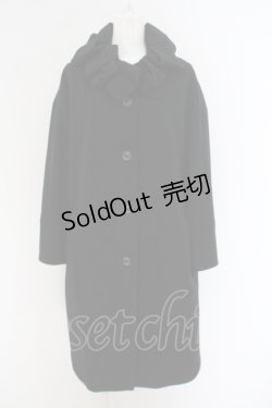 画像1: Jane Marple / Drape ribbon collar cocoon コート M クロ O-24-02-21-041-JM-CO-YM-ZTC029